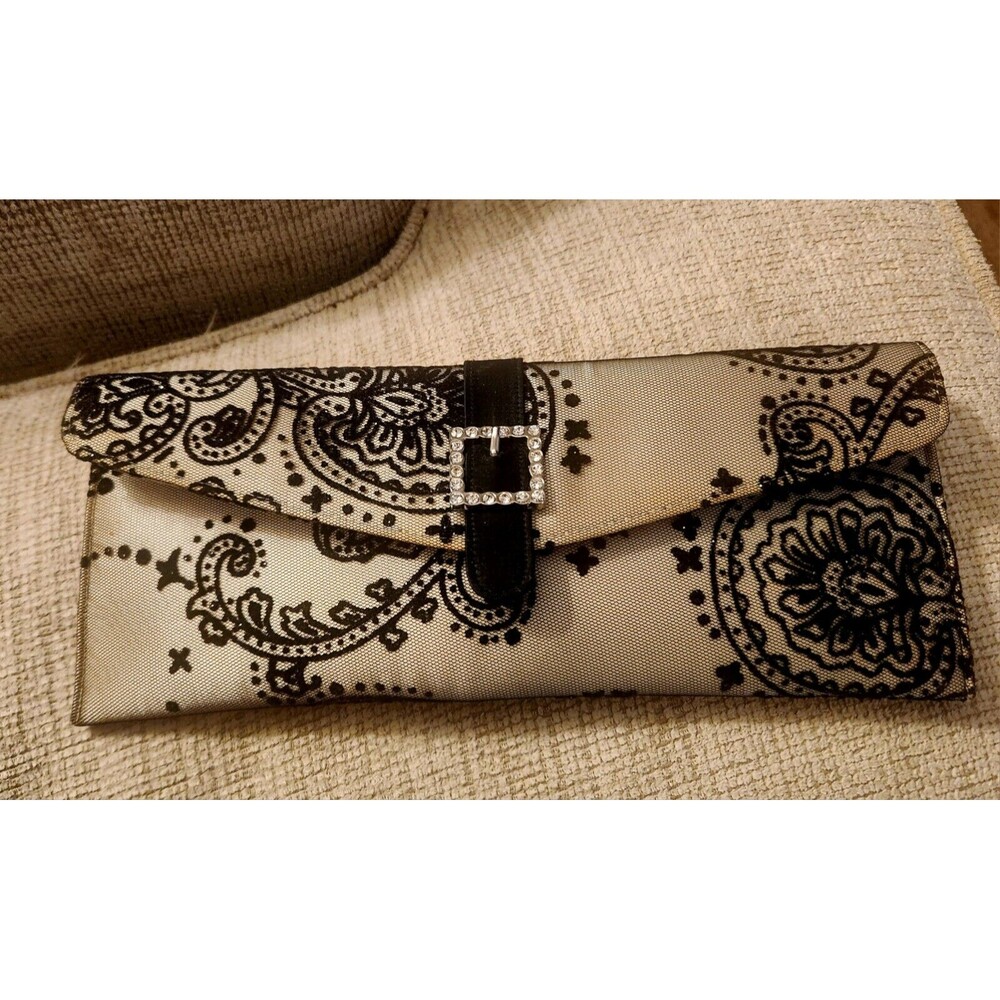 Metaphor Lace Clutch With Mirror 2 Straps Rhinestone Buckle